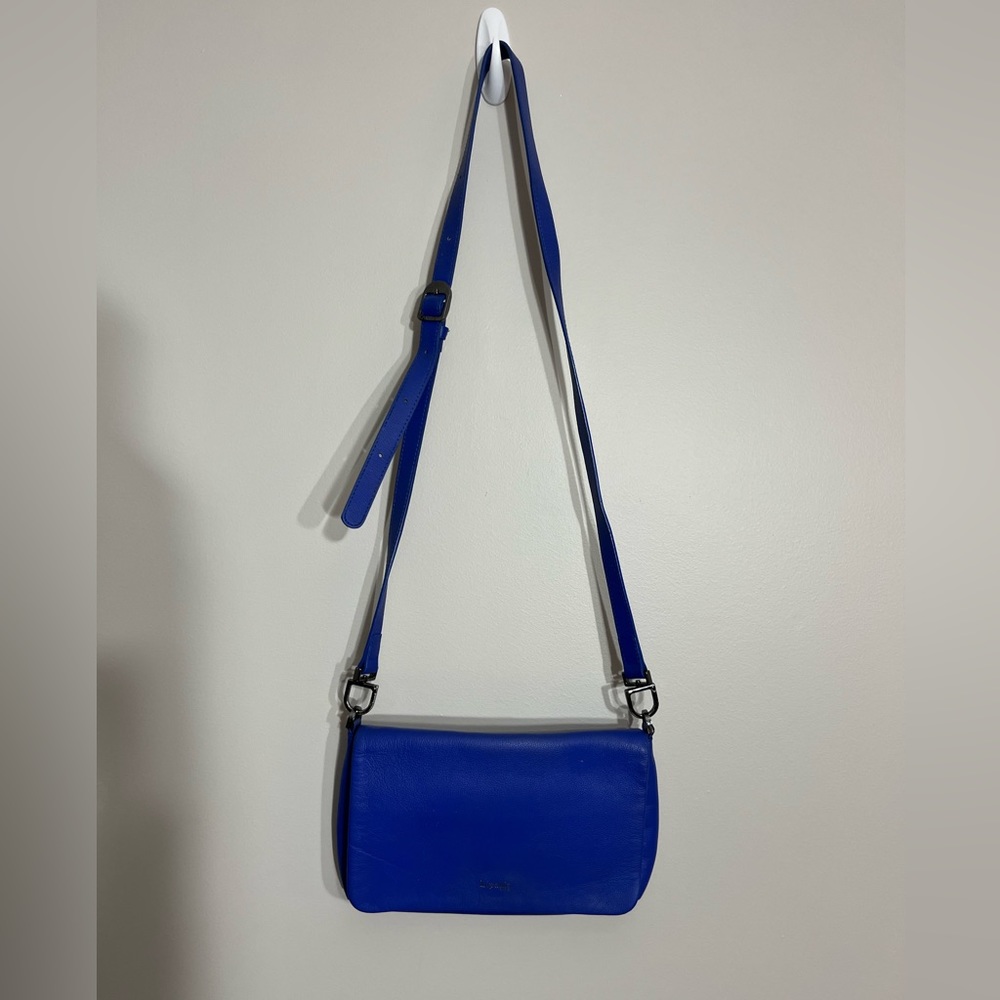 Beautiful sapphire blue Lipault Crossbody purse